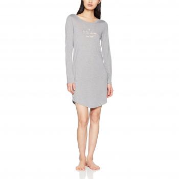 Skiny Damen Nachthemd Sleep & Dream, Langarm, Grau