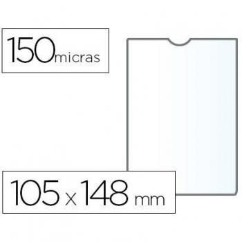 Funda portadocumento q-connect din a6 150 micras pvc transparente con uñero 105x148 mm