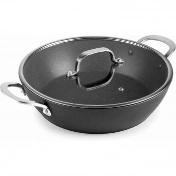 Cacerola Baja para Cocción Rápida 24 cm con Tapa de Aluminio Forjado