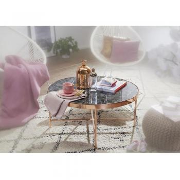 Table Basse Ronde Ø82,5 cm Marbre Noir et Cuivre