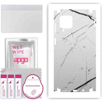 Copertura Totale APGO in Vinile/Film per Samsung Galaxy M62, Retro+Lati – Marmo Bianco