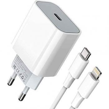 Amoner 20 W USB‑C Charger + 1 m Cable – Ricarica per iPhone 12, 11 e AirPods Pro