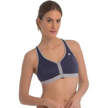 Brassière de Fitness Amortisseur Choc Profonde Intercalation Marine et Gris