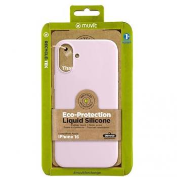 Coque Silicium MUVIT iPhone 16 Rose – Design Légèreté