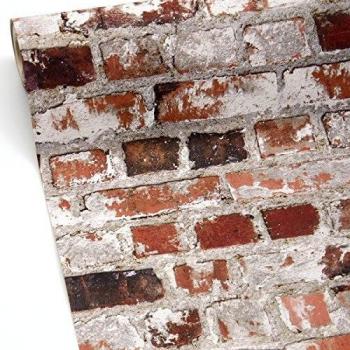 Orange Grey Brick Effect Wallpaper