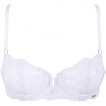 Underwired Mesh Bra Marseille White Plunge Embroidery