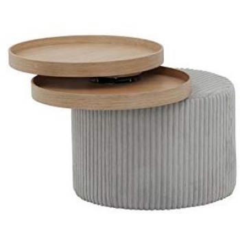 Beistelltisch mit Cordbezug und Tabletts
