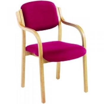 Jemini Wood Frame Reception Side Chair with Arms Claret