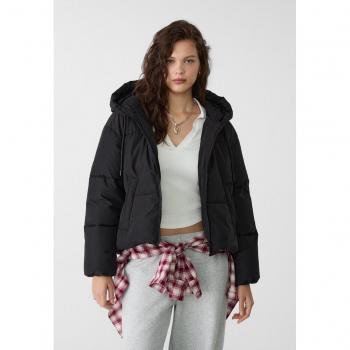 Giubbotto nero imbottito oversize con cappuccio XL