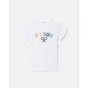 Camiseta de algodón para niño con logo y diseño multicolor