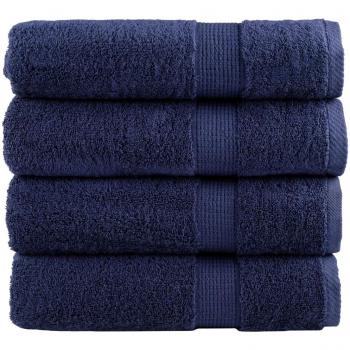 Toalha de Banho Premium 4 Unidades Azul Marinho – Solund (VidaXL)