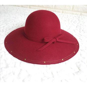 Comfortable Wool Hat with Bowtie for Women