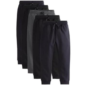 Next Black/Navy/Grey Slim Fit Basic Joggers 5er Pack (3-16 Jahre) – Sport & Freizeit
