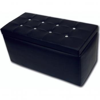 Pouf noir DMORA en simili cuir