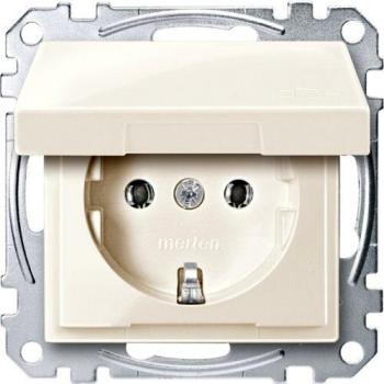 Merten SCHUKO-Steckdose ws/gl Klappdeckel MEG2311-0344