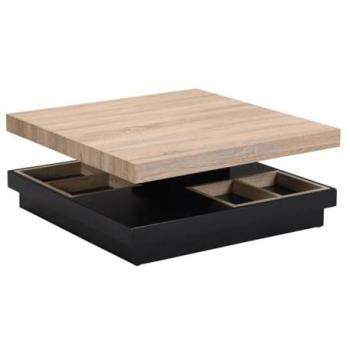 Table basse en MDF laqué noir et naturel