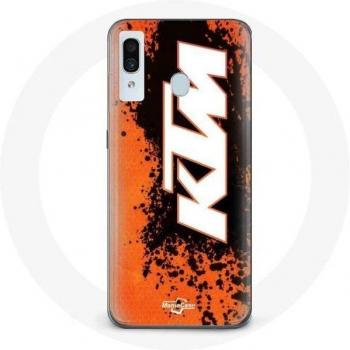 Étui Samsung Galaxy A20 logo KTM blanc fond orange
