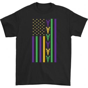 T-Shirt Noir « HISHARK » – Drapeau Américain Mardi Gras XL