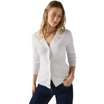 Cecil Damen Strickjacke V-Ausschnitt Rippenstruktur soft silber melange Gr. L
