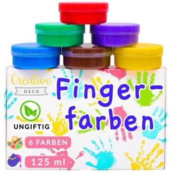 Crayon à doigts enfant – CREATIVE DECO – Pack 6 x 125 ml – Palette vive – Nettoyage à l'eau