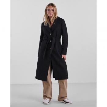 Abrigo de lana Pieces para mujer con cinturón