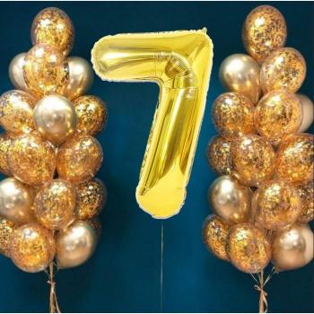 32pcs Gold Balloon Set with Number Balloons and 12inch Gold Confetti Balloons