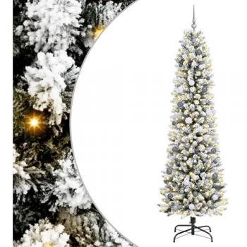 Arbre de Noël Vidaxl Long 240 cm PVC avec Guirlande Lumineuse Blanc