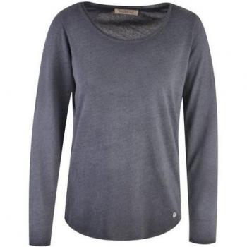 Smith & Soul Damen Langärmliger Pullover – Dunkelgrau – XL – Label Applikation