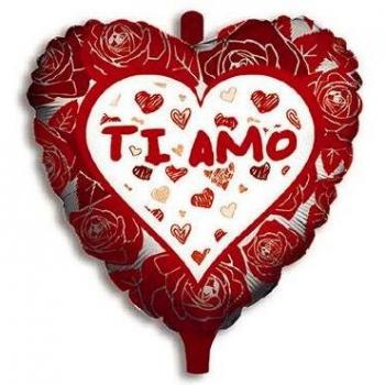 PALLONCINO MYLAR ELIO SAGOMATO A FORMA DI CUORE SCRITTA TI AMO FESTE E PARTY