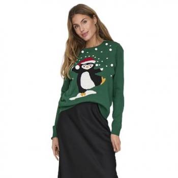 ONLY Damen Pullover ONLXMAS LS O-Neck mit Mix-Details und Box-Schnitt