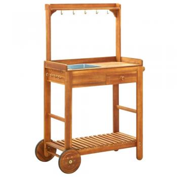 VidaXL Acacia Wood Garden Kitchen Cart 92x43.5x141.5 cm