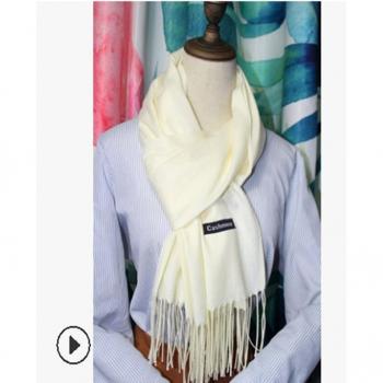 Elegant Solid Color Cashmere Tassel Scarf for Women
