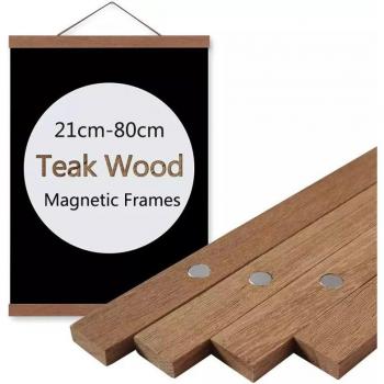 Teak Wood Poster Frame with Magnetic Strip 21-80cm