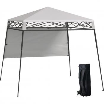 Solare Pieghevole Outsunny 220x220x200 cm con Parete Laterale Bianca