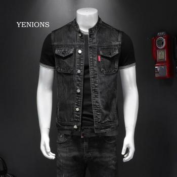 Retro Denim Weste Herren ärmellos Schwarz Cowboyjacke