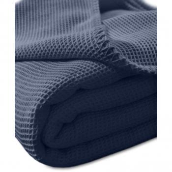 Kneer 9152232 La Diva Waffelpique-Decke, Blau, 220/240 cm