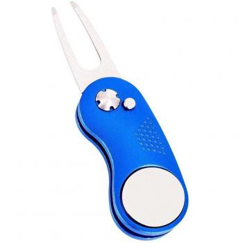 Golf Divot Repair Tool with Switchblade and Ball Marker