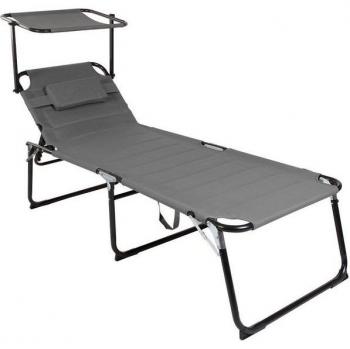 Aluminium‑Gartenliege XXL – Anthrazit mit abnehmbarem Dach und Kissen, 200 × 70 cm