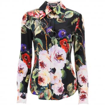Dolce & Gabbana Floral Print Silk Blend Shirt