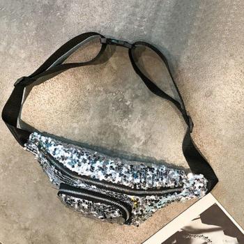 Glamorous Womens Waist Bum Satchel with Mermaid Sequins and Glitter