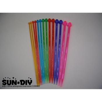 DIY Colorful Acrylic Knitting Needles, 25/35cm, 7 Pairs, Sizes 4-10mm