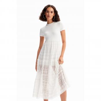 Vestido Midi Tulle Desigual Branco L