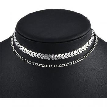 Collier en métal à paillettes en forme de V avec motif d'avion pour femme