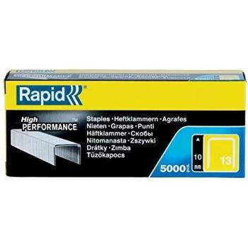 Rapid High-Performance Staples for Textiles, Finewire No. 13, Leg Length 10mm, Staple Gun Staples, Galvanised Steel, 5000 Pieces, Boxed