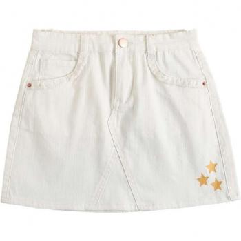Falda blanca con bolsillos y estrellas para niña