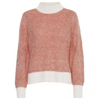 ICHI Damen Langarm Strickpullover IHKamara, orange (Rooibos), Casual Style, Rundhalsausschnitt