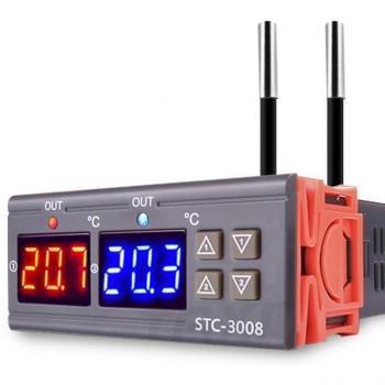 Régulateur de température avec double sondes pour 12/24/110/220V