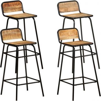 Quatre chaises de bar en bois de manguier robuste