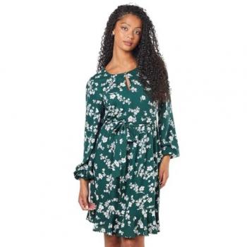 Womens Tall Ditsy Floral Print Belted Mini Dress