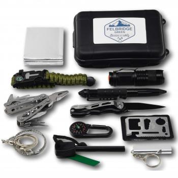 Felbridge Green Outdoor‑Notfall‑Set mit Multitool-Zangen und Paracord-Armriemen – für Camping & Jagd